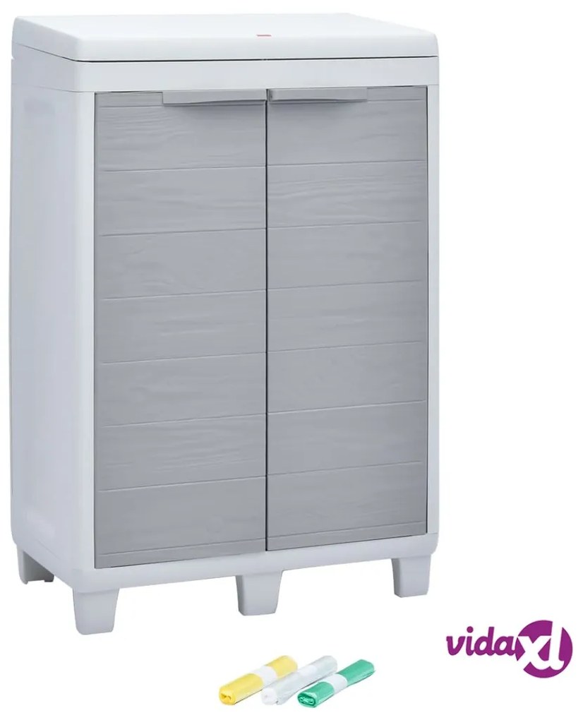 vidaXL Pattumiera da Giardino con 3 Sacchi Grigio Chiaro 65x38x102 cm