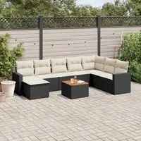 Set Divani da Giardino 9 pz con Cuscini Nero in Polyrattancod mxl 92416