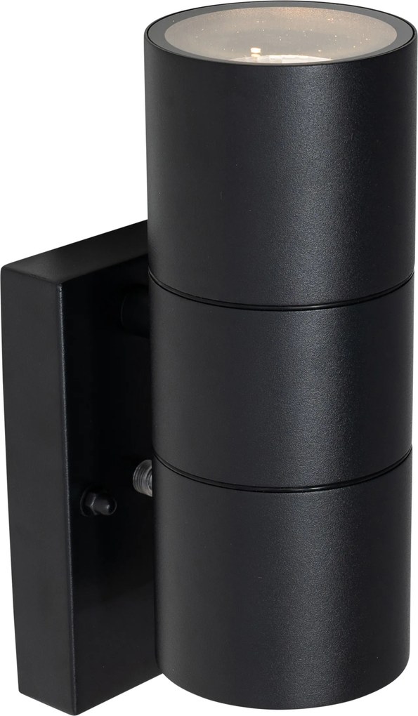 Lampada da parete per esterno nera a 2 luci AR70 con sensore chiaro-scuro - Duo