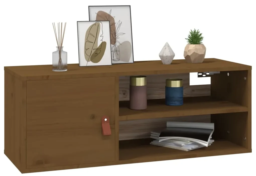 Pensili 2 pz marrone miele 80x30x30cm in legno massello di pino