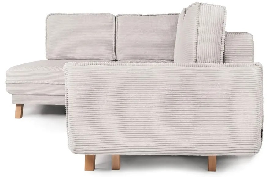 Divano angolare beige allungabile (con penisola a sinistra) con rivestimento in velluto a coste Tori – Bonami Selection