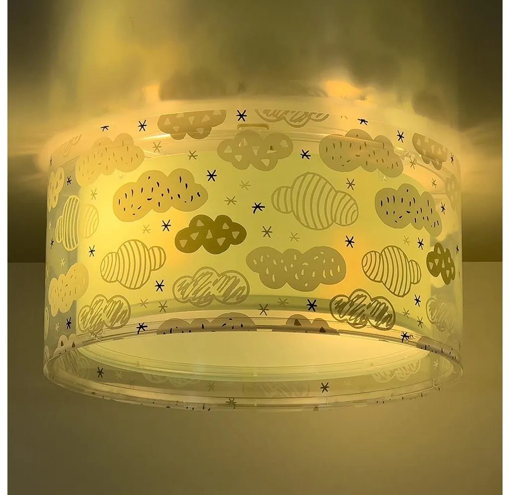 Dalber 41416H - Plafoniera per bambini CLOUDS 2xE27/60W/230V verde