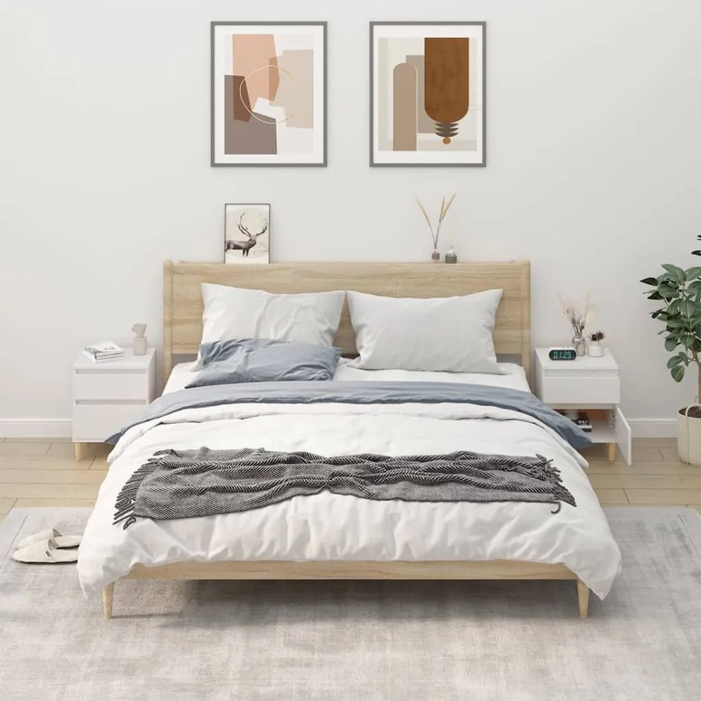 Comodini 2 Pz İn Bianco 40x35x50 Cm /