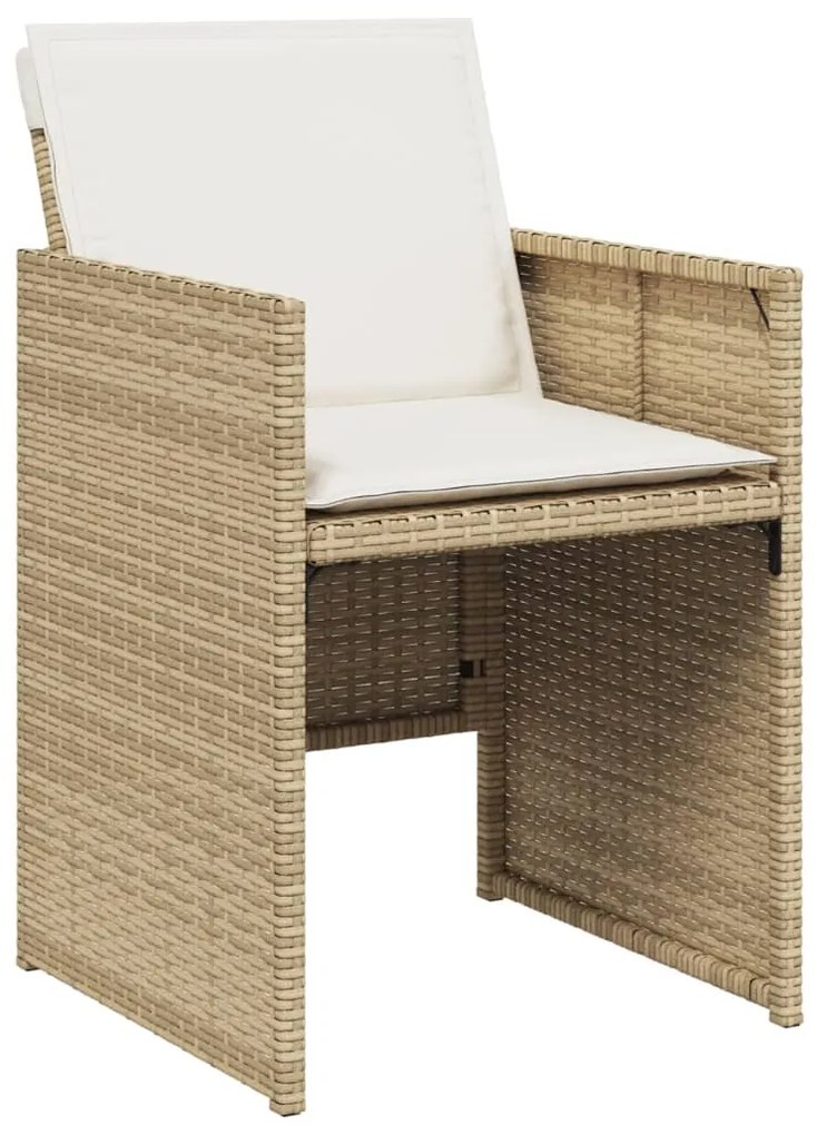 Set da pranzo da giardino 11 pz con cuscini beige in polyrattan