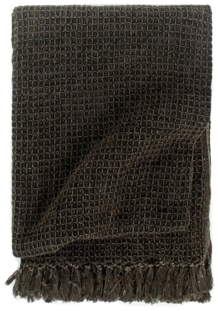 Copriletto İn Cotone 160x210 Cm Antracite/marrone /