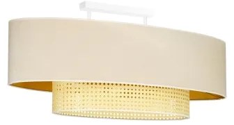 Duolla - Lampadario a plafone DOUBLE OVAL RATTAN 2xE27/15W/230V color crema/rattan