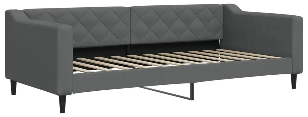 Divano letto con letto estraibile grigio scuro 90x200cm tessuto