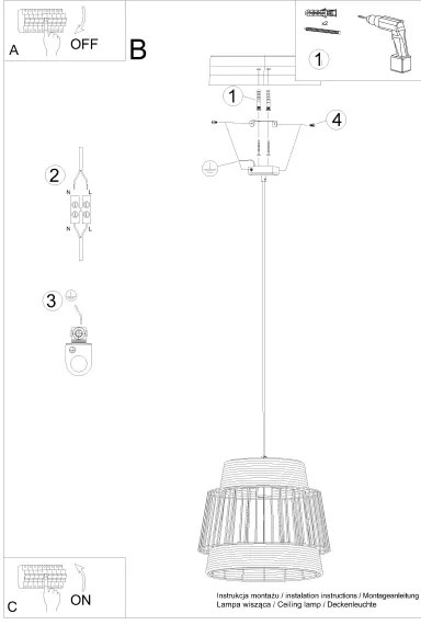 Sollux SL.1253 - Lampadario a sospensione con filo BRILO 1xE27/15W/230V