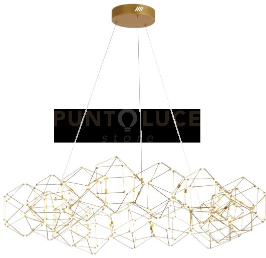 Lampada a sospensione lineare lucciola 15, ottone, led 3000k 72w, 5...