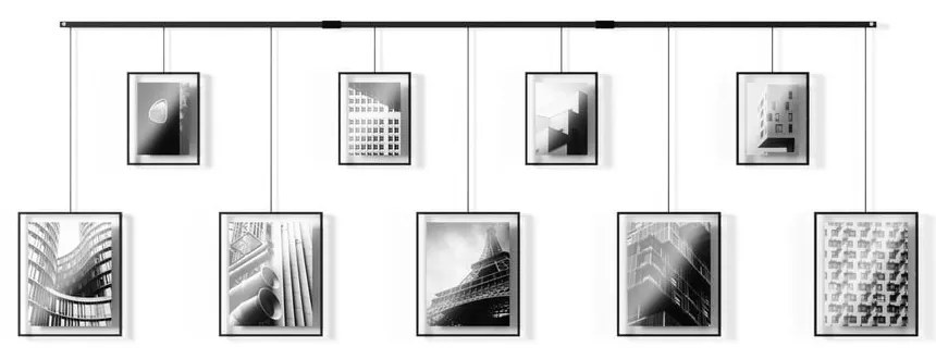 Cornici da parete in metallo nero in set da 9 pezzi 223x77,5 cm Exhibit - Umbra