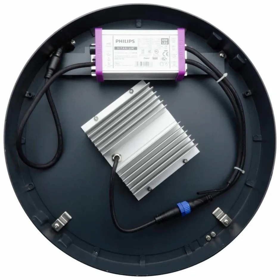 Lampione Stradale 65W, Iron Black,1-10V, Programmabile,driver Philips Colore Bianco Caldo 2.700K