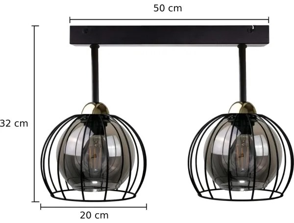 Lampadario a plafone SOLO BLACK 2xE27/60W/230V nero/oro