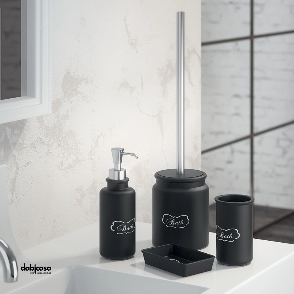 Gedy "Chantal" Set Accessori Da Bagno 4 Pezzi In Ceramica Finitura Nero Matto