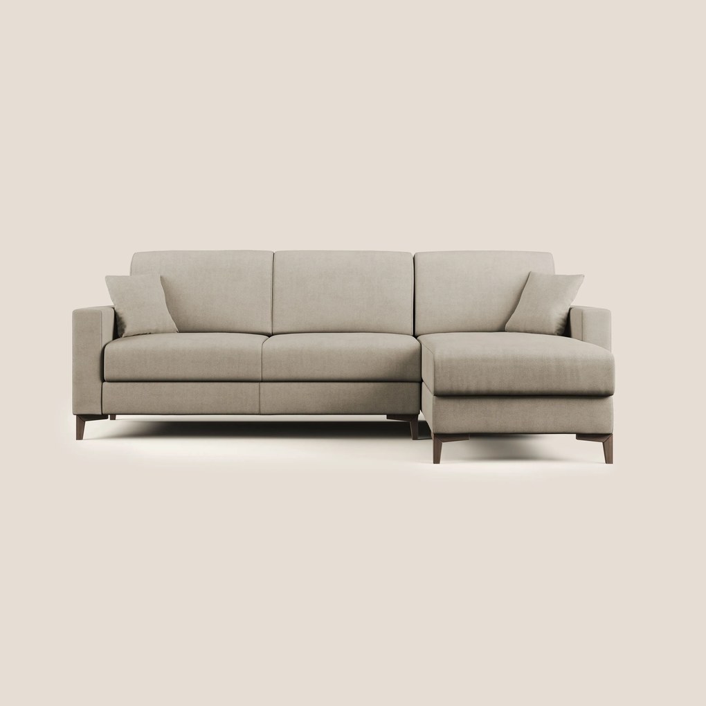 Kafka divano letto angolare in morbido tessuto impermeabile T02 beige 282 cm sinistro (mat. 140x197)