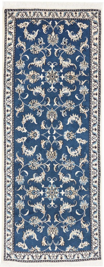 Nain Tappeto persiano 80x200 Blu (Iran) Annodato A Mano