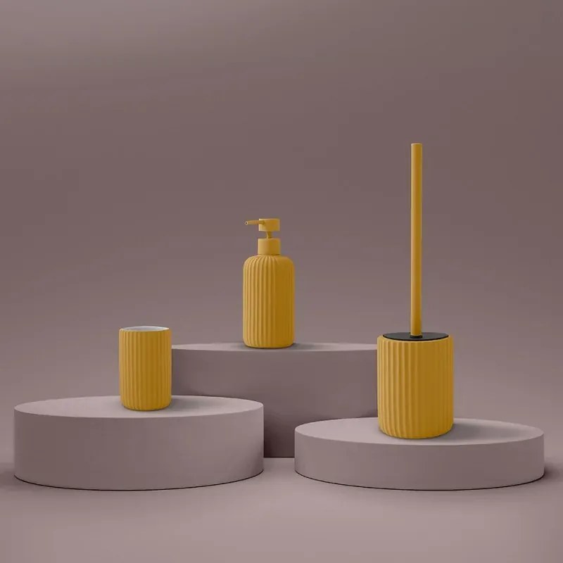 Dispenser sapone giallo in ceramica soft touch capienza 330 ml Spring