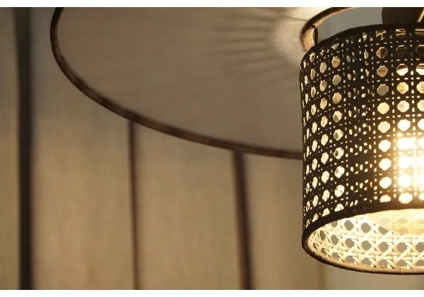 Duolla - Lampadario a plafone TOKYO RATTAN 1xE27/15W/230V diametro 50 cm nero/argento