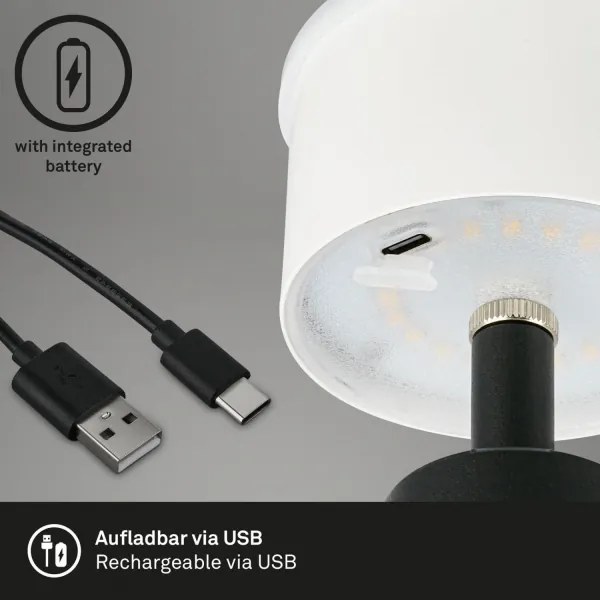 Brilo - Lampada da tavolo per esterni LED Dimmerabile ricaricabile LED/3,5W/5V IP44 nero