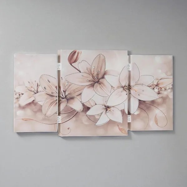 Quadro stampa su tela a TRIS 70x140 cm telaio in legno con disegno floreale