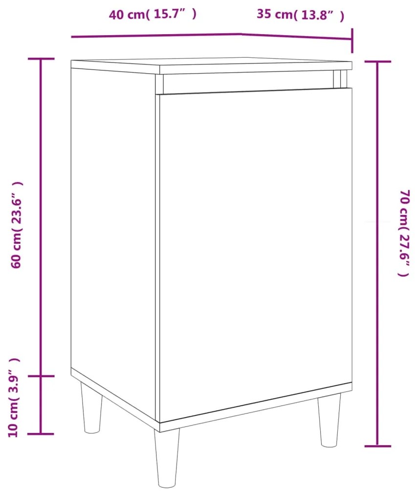 Comodino Bianco 40x35x70 cm in Legno Multistrato