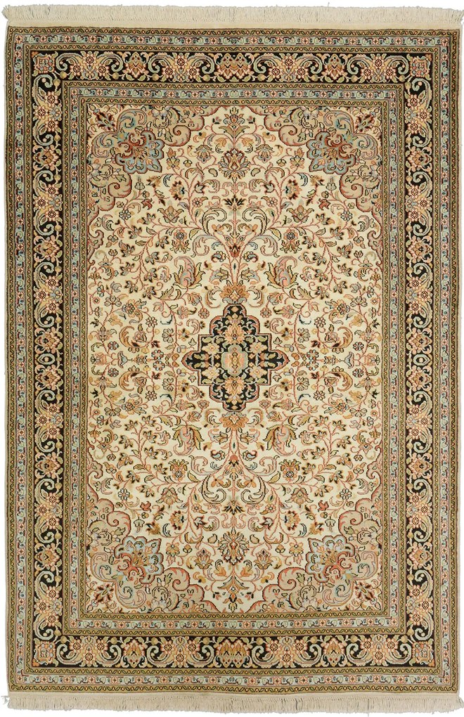 Cashmere Silk Tappeto 190x130 Beige (Indian) Annodato A Mano