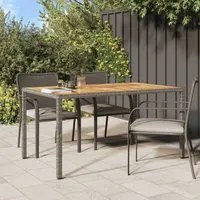 Tavolo Giardino 150x90x75 cm Polyrattan e Legno d'Acacia Grigio cod mxl 57381