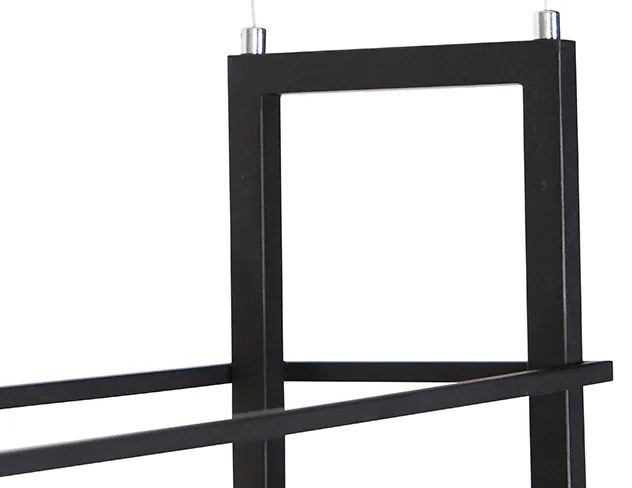 Lampada a sospensione intelligente nera con legno e mensola 4 luci incl. Wifi A60 - Cage Rack