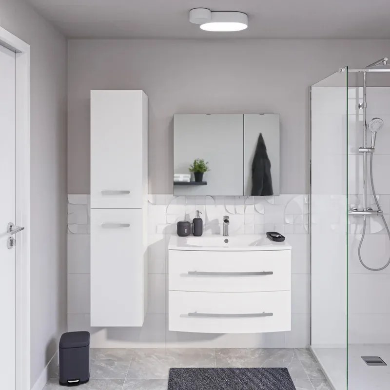 Mobile sottolavabo e lavabo Perla per vasca centrale bianco opaco L 81.8 x H 53.7 x P 47.5 cm 2 cassetti