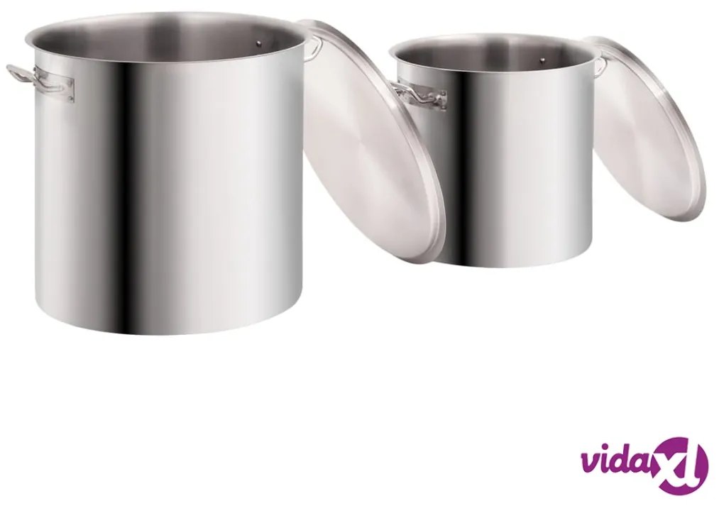 vidaXL Set di Pentole 2 pz 71/36 L in Acciaio Inossidabile