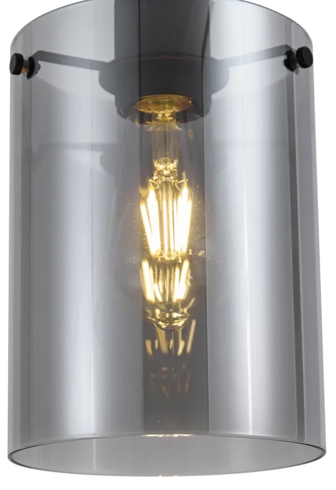 Lampada da terra di design nera con vetro fumé - Domo