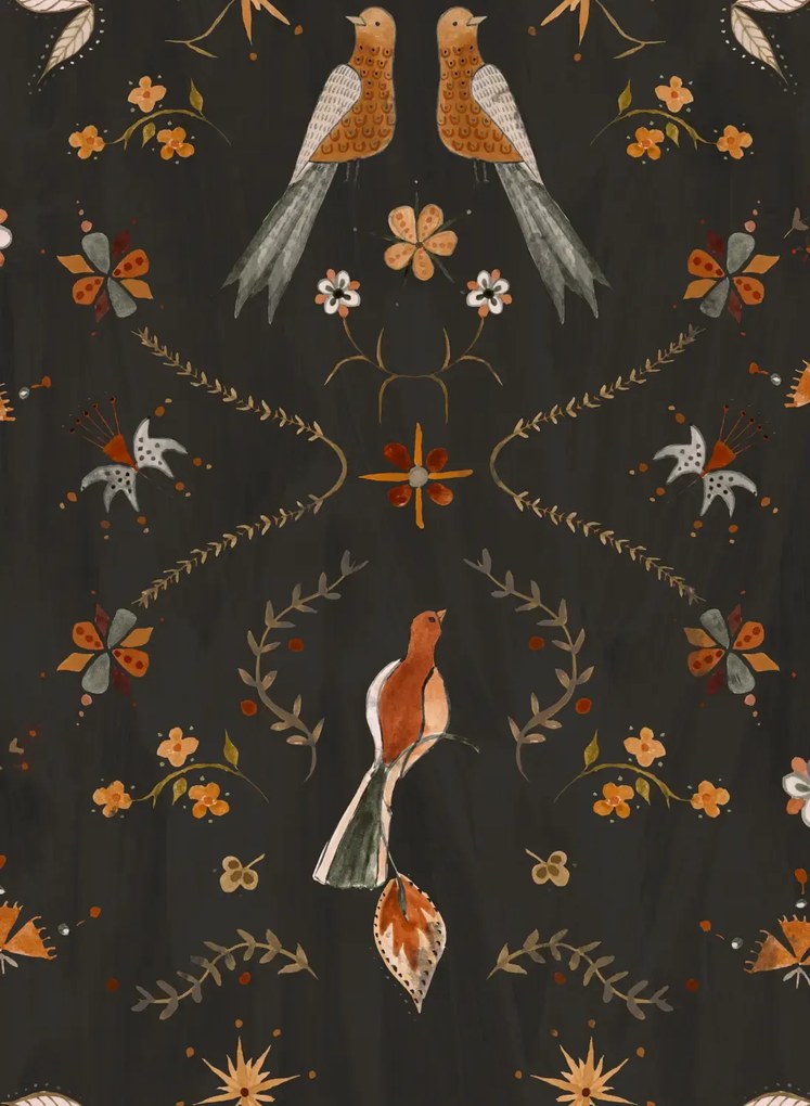 Coordonne Carta da parati Metaphoric Birds - Black