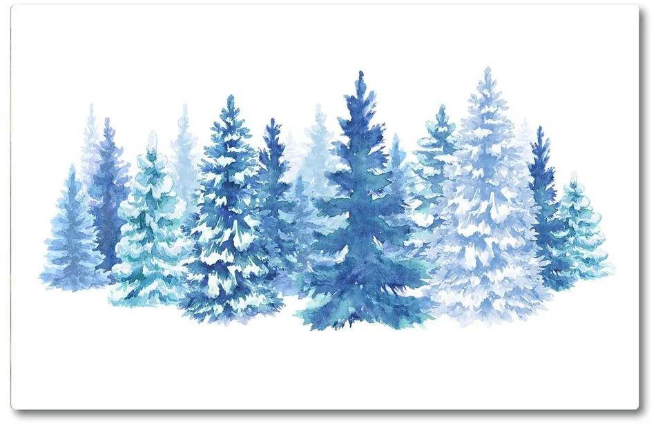 Tagliere in vetro Alberi di Natale Neve Inverno 60x52 cm