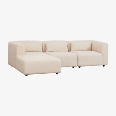 Divano Modulare Con Chaise Longue Sinistra A 3 Posti Fogler Ciniglia Crema Beige - Sklum