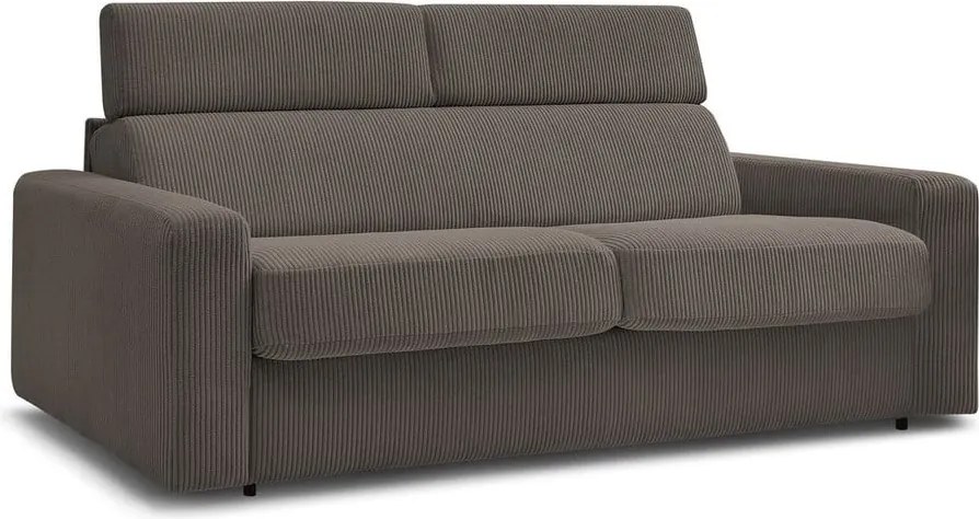 Divano grigio/marrone allungabile con rivestimento in velluto a coste 195 cm Monaco – Bobochic Paris