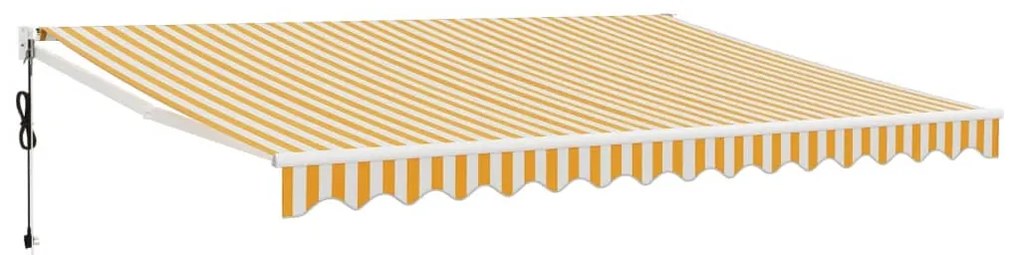 Tenda Sole Automatica Retrattile Gialla e Bianca 4,5x3 m