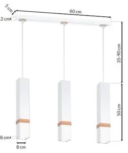 Lampadario a sospensione con filo VIDAR 3xGU10/25W/230V bianco