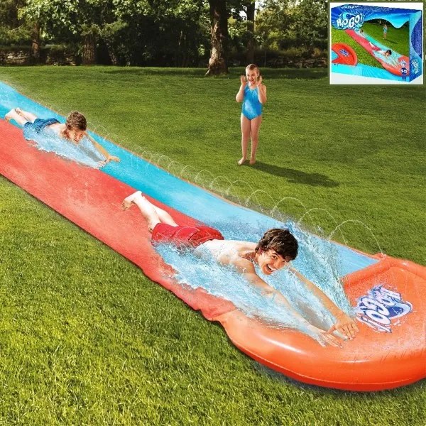 Trade Shop - Scivolo Acquatico Giardino Pista 5,49mt Rampa Lancio E Spruzzo 2 Posti