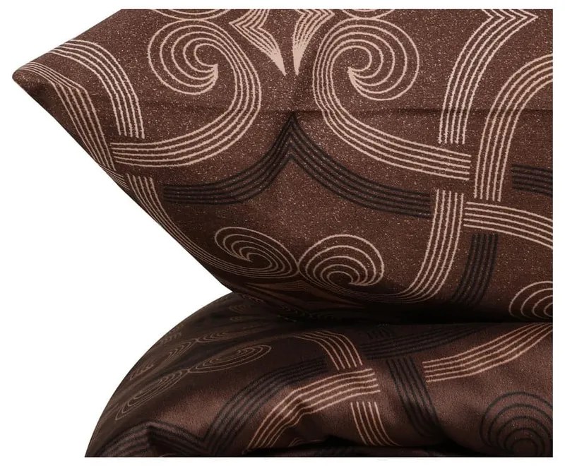 Biancheria da letto matrimoniale in cotone sateen marrone 200x200 cm Pandora - Mijolnir