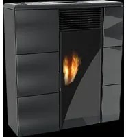 Stufa a pellet Olga 501L slim canalizzata in ceramica 11,1kw nero Lincar