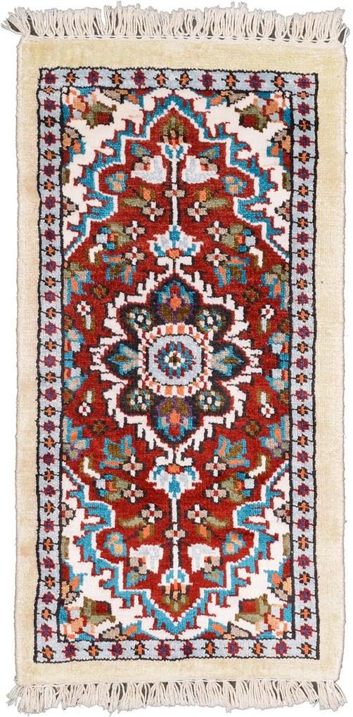 Agra Tappeto 30 x 60 Beige (Indian) Annodato A Mano