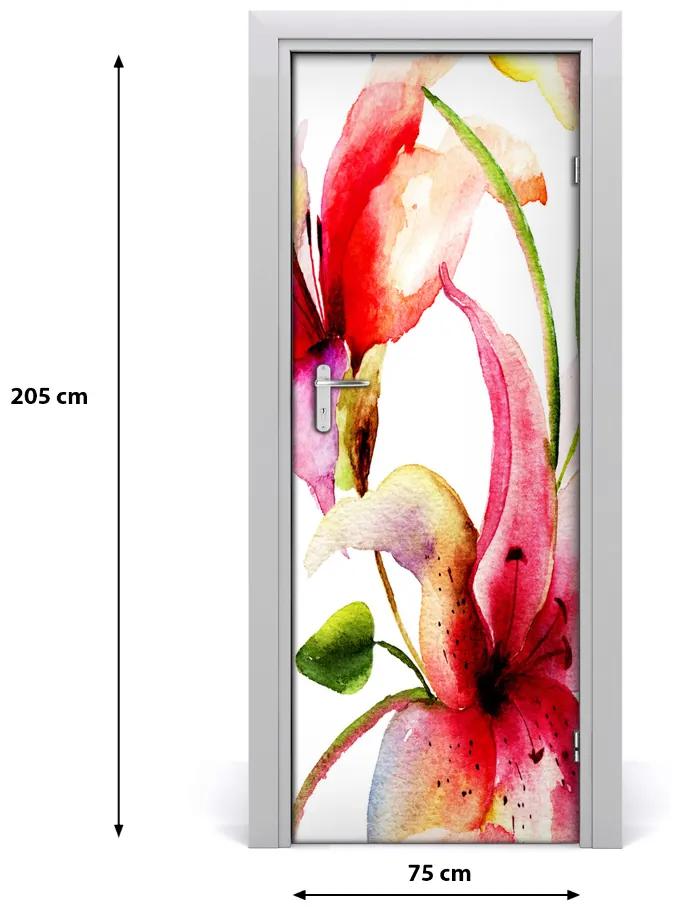 Adesivo per porta interna Fiori di lilia 75x205 cm