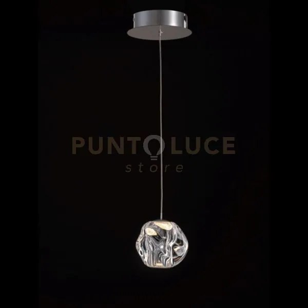 Lampada a sospensione ciottolo 1 luce acrilico trasparente, struttu...