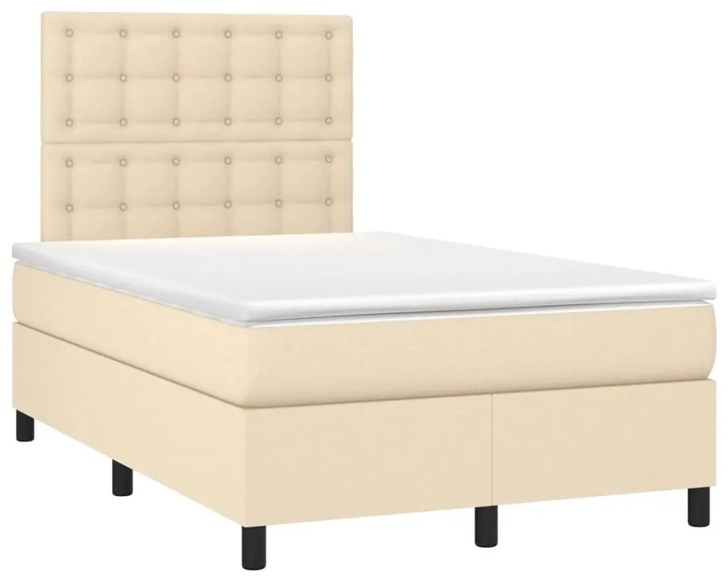 Letto a molle con materasso e led crema 120x190 cm in tessuto