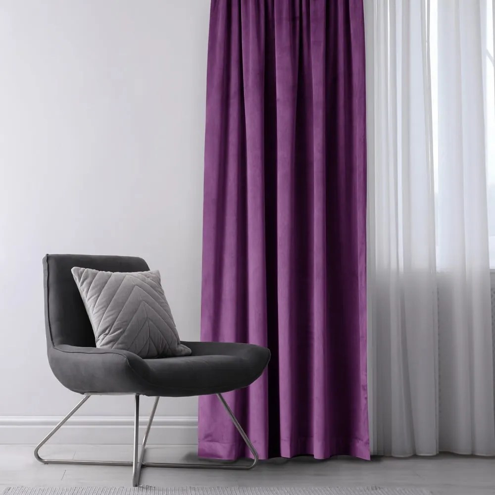 Tenda parzialmente oscurante viola in velluto 140x270 cm Eyelets – Restilo