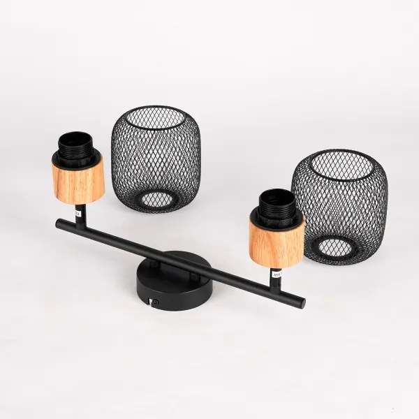 Brilagi - Faretto BASKLITE 2xE27/15W/230V in legno di caucciù/nero