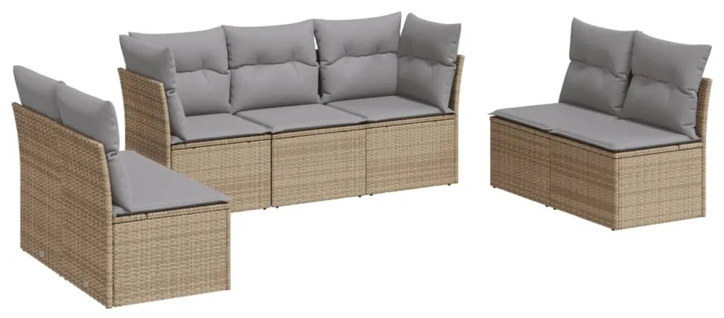 Set divani da giardino 7 pz con cuscini beige in polyrattan