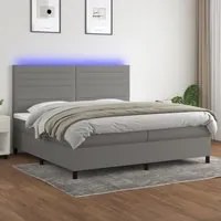 Letto a Molle Materasso e LED Grigio Scuro 200x200cm in Tessuto 3134982