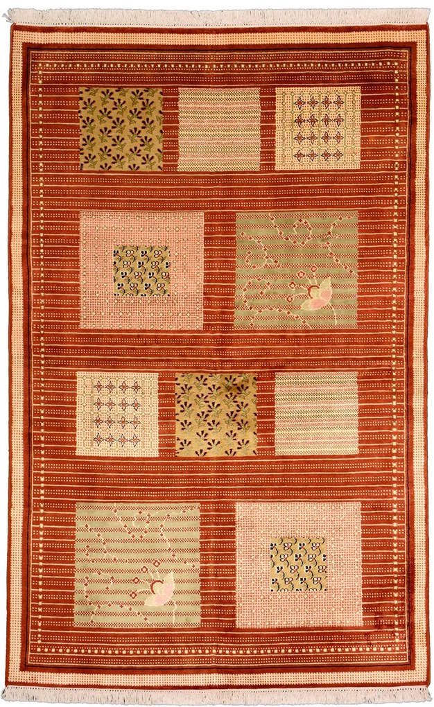 Cashmere Silk Tappeto 120x190 Beige (Indian) Annodato A Mano