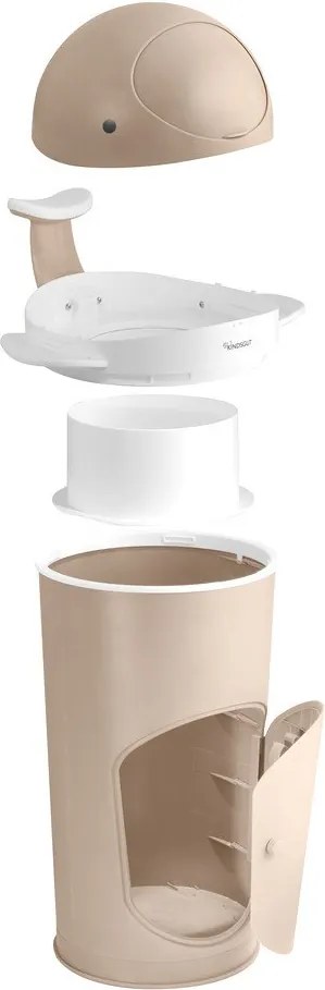 Cestino in plastica beige per pannolini 25 l Whale - Kindsgut