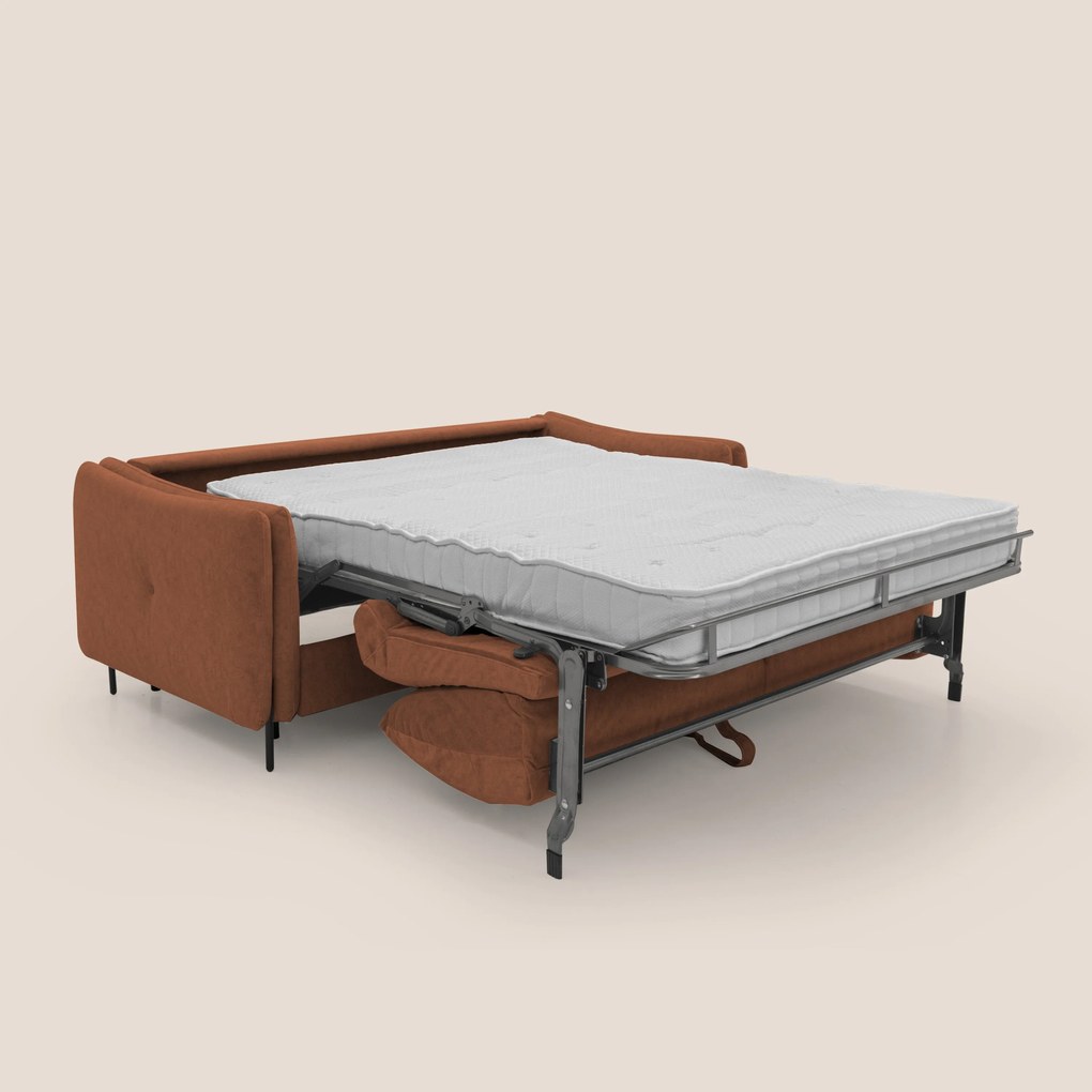 Gregory Divano letto con materasso h18 cm in microfibra effetto velluto impermeabile T09 ruggine